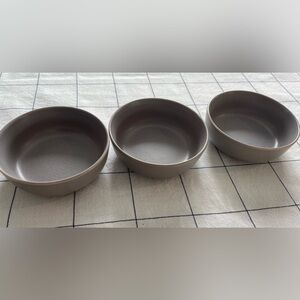 Pottery Barn set Of 3 Mason Stoneware Light Grey Dip Bowls New!
